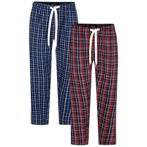 Bigdude Twin Pack Woven PJ Pants Blue/Red